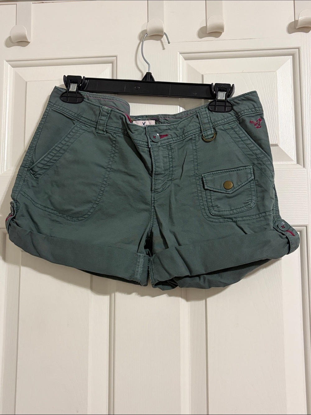 Vintage 90s Y2k American Eagle Outfitters Olive Green Utility Shorts Made in HK